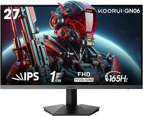KOORUI GN06 Gaming Monitor 27 Zoll - Gaming Monitor mit 165Hz Bildwiederholrate für flüssiges Gameplay, ideal für Gamer und Technikbegeisterte