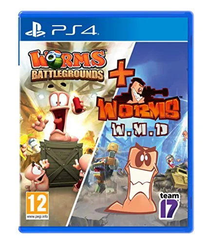 Worms Battlegrounds + Worms W.M.D Doppelpack (PS4) - Actionspiele für PS4, erlebe packende Multiplayer-Deathmatches und herausfordernde Einzelspieler-Missionen im besten Worms-Style!