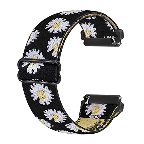 Ecogbd Elastic armband Kompatibel mit Fitbit Versa Armband/Fitbit Versa Lite Armband/Fitbit Versa 2 Armband, Weiches Nylon Sportuhrarmband f眉r Frauen M盲nner(Blume)