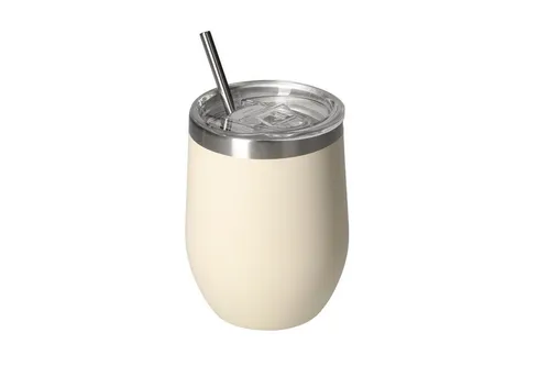 elasto Becher Weinbecher 350 ml Vinova Edelstahl Trinkbecher inkl. Strohhalm, robust, spülmaschinengeeignet, Sommer, Geschenk