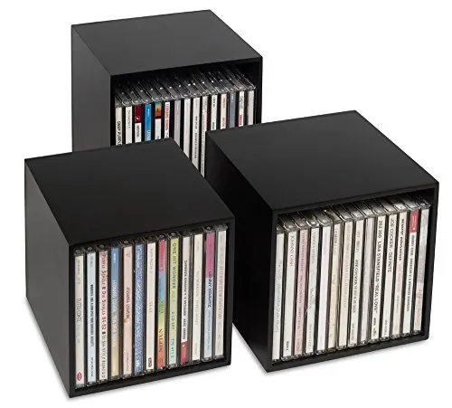 Cubix Aufbewahrungsbox für CDs - 3er Set aus Holz - Moderne Aufbewahrungsboxen für 40 CDs, nachhaltig aus MDF gefertigt und ideal für eine stilvolle Ordnung in Ihrem Zuhause.