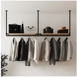 RSR Hangers Kleiderstange Garderobe DIEK II | Deckengarderobe im Industrie Design | 200 cm Breite - Die Garderobe "DIEK II" vereint elegantes Design und Funktionalität. Mit variabler Kleiderstange und Ablage ist sie ideal für Flur oder Schlafzimmer. Einfache Montage und vielseitiger Einsatz für Ihre Aufbewahrung.