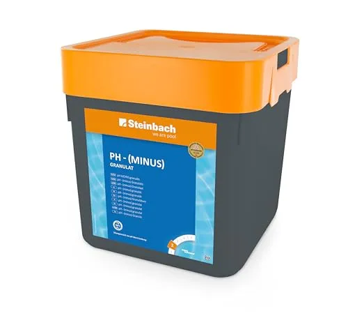 Steinbach Poolpflege pH-Minus Granulat – 7,5 kg – Effektive pH-Wert-Senkung für Pools - Optimiert den pH-Wert im Poolwasser für bessere Wasserqualität – das staubreduzierte Granulat löst sich schnell auf und sorgt für eine gleichmäßige Verteilung. Ideal für alle Poolarten zur Unterstützung der Wasserpflege.