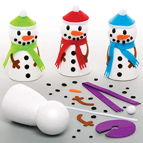 Baker Ross AT190 Schneemann Bastelset Kinder (4 Stück) Weihnachtsbastelset, Sortiert