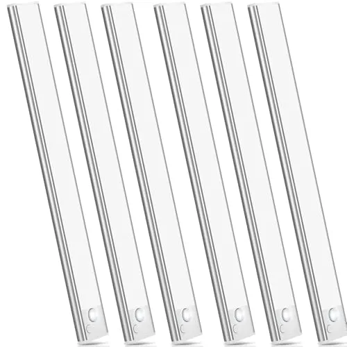 Warmweiß 30CM 6 Stück Unterbauleuchte Küche LED Schrankbeleuchtung Bewegungsmelder Lampe Akku Beleuchtung Licht Batterie Schrank Leuchte Slim Bright Schranklicht Lichtleiste Kabellos Leiste Aufladbar