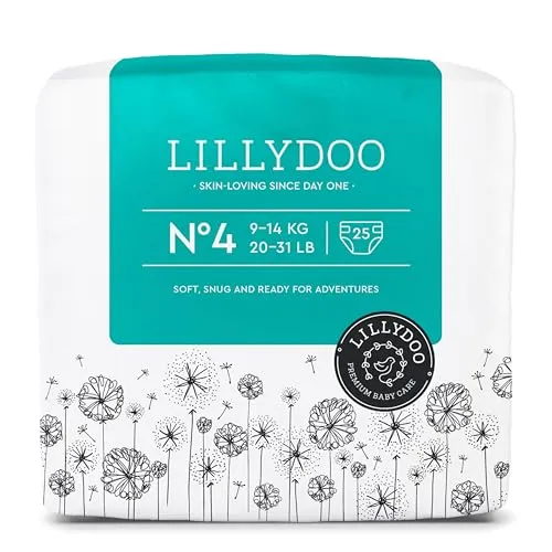 LILLYDOO hautfreundliche Baby Windeln - Größe 4 (9+ kg), 25 Stück, Sicherer Auslaufschutz, Weich, Ohne Parfüme & Lotionen für empfindliche Haut, Dermatologisch getestet
