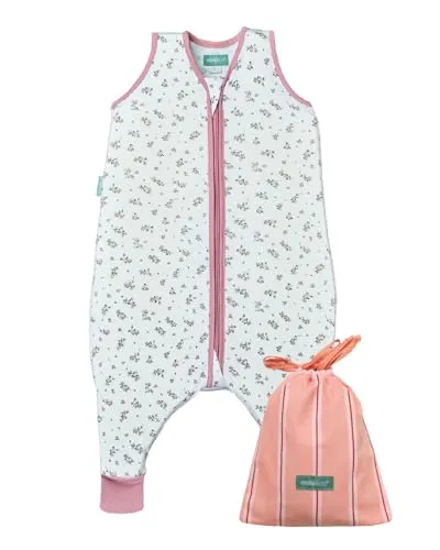 molis&co - Baby Schlafsack mit Füßen 0.5 TOG - Sommerschlafsack für Jungen - Kinder Babyschlafsack mit Beinen - 100% Baumwolle (Oeko-TEX 100), Premium Qualität - Bloom Pink (90 cm)
