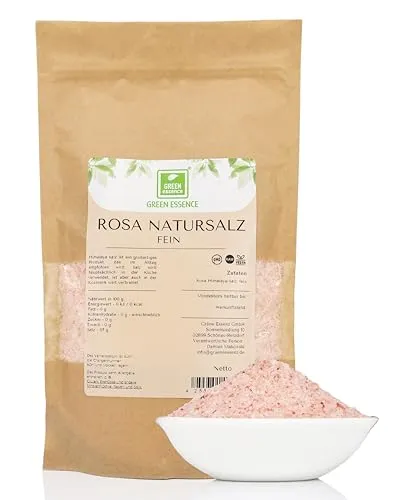 Himalaya Salz rosa 1 kg unjodiert fein Salt Range Pakistan von Green Essence - Steinsalz - Kritallsalz in Premium Qualität - naturbelassen - unbehandelt (1 Kg)