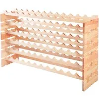 COSTWAY Weinregal für 72 Flaschen aus Massivholz - Braun - Regal für 72 Flaschen, aus robustem Kiefernholz, elegantes Design und einfache Montage, ideal für Weinliebhaber und platzsparend in jedem Raum.