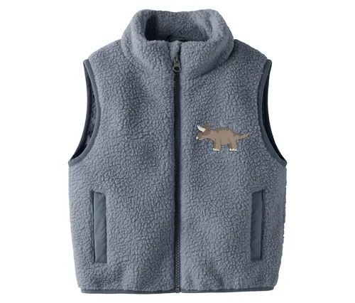 Tchibo - NAME IT Kinder-Teddyweste mit Dino-Applikation - Jungen - Gr. 128 - Kuschelweiche Teddyweste in Flint Stone für Kinder. Ideal für den Layering-Look, ausgestattet mit Reißverschluss und zwei Eingrifftaschen. Perfekt für kalte Tage!