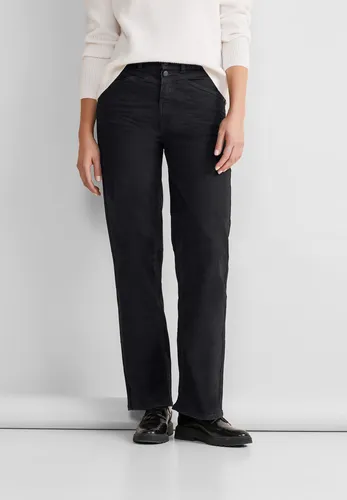STREET ONE 5-Pocket-Jeans QR York Straight Schwarz 25 - Damen Jeans mit geradem Bein, aus atmungsaktivem Denim, ideal für lässige Looks. Hohe Leibhöhe und elastischer Komfort für perfekten Sitz.