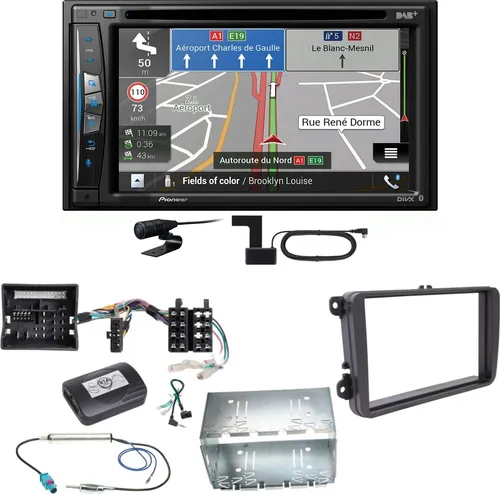 Pioneer AVIC-Z730DAB Navigationseinheit für Tiguan, Amarok, Caddy, Jetta - Vollständiges Einbauset mit Pioneer AVIC-Z730DAB, DAB-Scheibenklebeantenne und allem Zubehör für eine einfache Installation. Genießen Sie kabelloses Apple CarPlay und digitales Radio in Ihrem Fahrzeug.