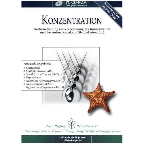 Konzentration - Schlaganfall, Schädel-Hirn-Trauma (SHT) und Gehirn-OP - Reha-Softwaretraining zur Verbesserung von selektiver und geteilter Aufmerksamkeit von Petra Rigling