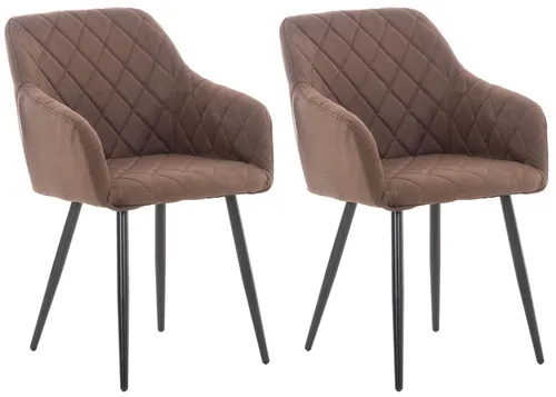 CLP Esszimmerstuhl Shila 2er Set - Braun, Stoff oder Samt - Esszimmerstühle mit Armlehnen, bequemer Polsterung und hochwertiger Verarbeitung. Ideal für Wohnzimmer oder Arbeitszimmer, belastbar bis 120 kg.