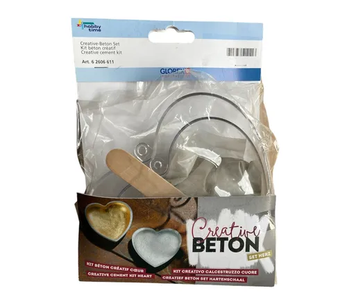 Kreativ Beton Set DIY Betondeko mit 2 Herz Formen Beton und Stäbchen NEU & OVP