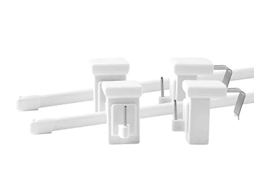 Deco-Raum Vitragestange 2 Stück ausziehbar weiß Länge 100-160 cm mit drehbarem Fensterhaken für Fensterrahmen 10-27mm Scheibenstange oval Gardinenstange ohne bohren
