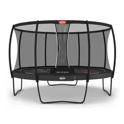 BERG Trampolin Champion Regular 430 Grau mit Safety Net Deluxe - Trampolin für beeindruckende Sprünge, ausgestattet mit TwinSpring-Federn und AirFlow Pro-Sprungtuch für maximale Luftdurchlässigkeit und Sicherheit. Ideal für Spaß im Freien!