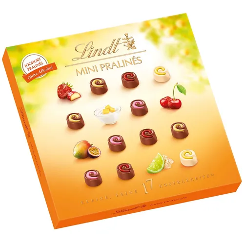 Lindt Joghurt Pralinen Mango Pasion Erdbeer Rhaba Kirsch Limette 90g MHD 11/26