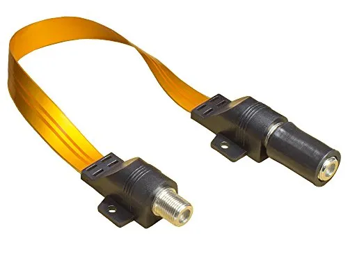 Good Connections® SAT Tür-/Fensterdurchführung mit Wetterschutz - High-Quality, extrem flach - F-Kupplung an F-Kupplung - Gesamtlänge inkl. Stecker 32 cm, flexible Länge 22 cm