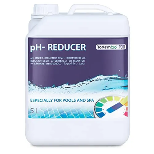 Nortembio pH- Minus Flüssig pH-Senker für Pools und Spa, Regulator des Wasserhaushalts, Verbessert die Wirksamkeit von Chlor, Professionelle Wasserpflege (5 L)