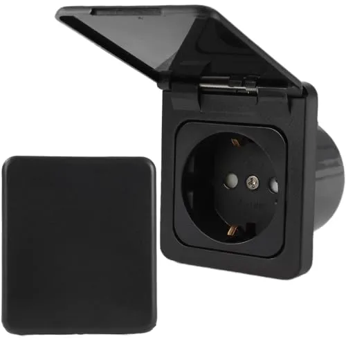HABA C-Line Presto Inprojal CBE Steckdose Schuko + Klappdeckel + Isodose 220/230 Volt schwarz