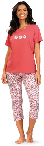 Damen Schlafanzug Pyjama COMTESSA 7/8 Hose 100% Baumwolle Jersey pink Gr.50 NEU - Bequemer 2-teiliges Damen Schlafanzug in Größe 50 aus 100% Baumwolle. Ideal für jede Jahreszeit, mit modischem Blumenmuster und praktischer 7/8 Hose. Perfekt für entspannte Nächte!