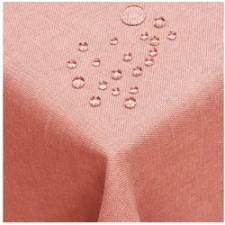 DecoHomeTextil Tischdecke Leinen Optik - Abwaschbar & Wasserabweisend, 130 x 220 cm, Rosa - Tischdecken, stilvolle Leinen Optik, abwaschbar und wasserabweisend für einfache Pflege und elegantes Ambiente.