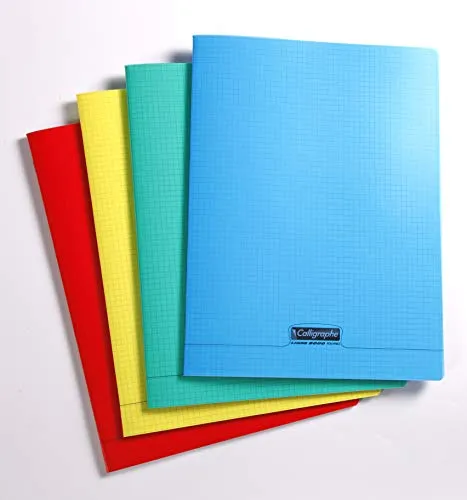 Clairefontaine 18065C - Packung mit 10 Heften Calligraphe geheftet, DIN A4, kariert, 24 Blatt, 90g, farbig sortiert, 1 Pack