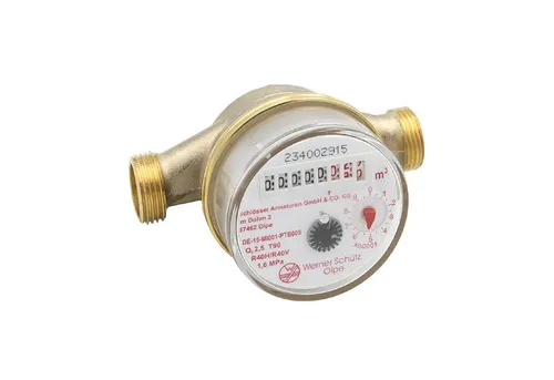 Wohnungs Wasserzähler 1/2" Aufputz Kaltwasser - Geeichter Wasserzähler mit 360° drehbarem Zählwerk, ideal für präzise Wasserverbrauchsmessung in Wohnungen. Hergestellt in Deutschland, Nennweite DN15.