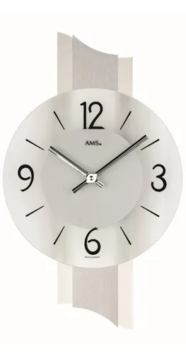 AMS Wanduhr 9394 - Elegante Quarzuhr für jeden Raum - Wanduhren in modernem Design, ideal für Wohnzimmer, Esszimmer, Küche und Flur. Hochwertiges Mineralglas schützt das Ziffernblatt.
