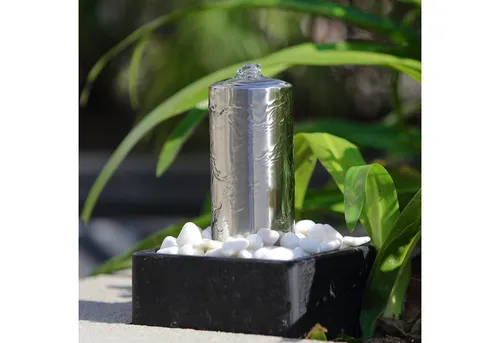 KÖHKO® Tischbrunnen Jazz 25003 - Eleganter Säulebrunnen mit LED-Beleuchtung - Tischbrunnen mit stilvollem Design und entspannender LED-Beleuchtung, ideal für eine beruhigende Atmosphäre in jedem Raum.