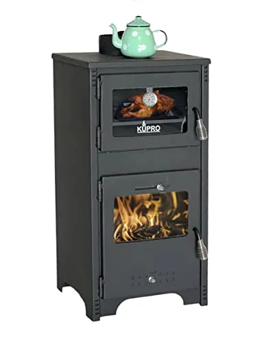 Kaminofen mit Backfach und Herdplatte Ever 2 - 7 kW Holzofen - Küchenofen mit modernem Design und vielseitigem Backfach. Ideal zum Kochen, Backen und Heizen ohne Strom oder Gas. Hohe Energieeffizienz A+ und einfache Temperaturkontrolle.