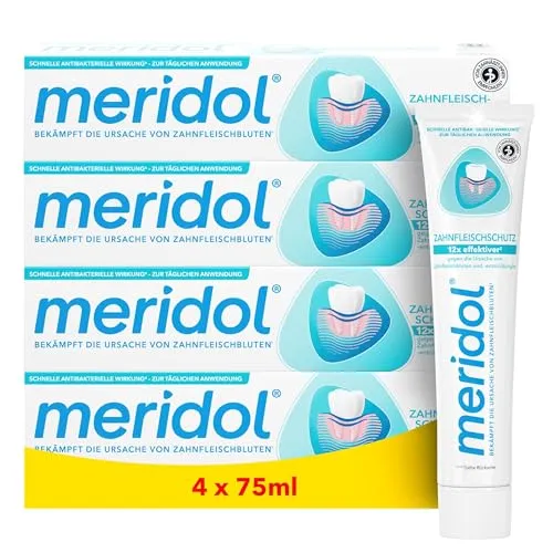 meridol Zahnpasta 4x75ml - Zahncreme bekämpft Zahnfleischentzündungen, antibakterieller Effekt