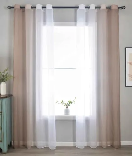 Modena 2er Pack Gardinen mit Farbverlauf und Ösen - Vorhänge in modernem Design mit transparentem Farbverlauf, ideal für stilvolle Fensterdekoration. Pflegeleicht und waschbar bis 40 Grad, inklusive Raffhalter.