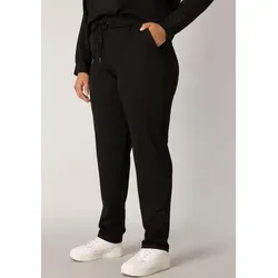 Base Level Curvy Damen Sweathose "JOANNA" - Bequeme Sweatware-Stoffhose in Größe 52, schwarz, mit Kordelzug und geradem Bein. Ideal für lässige Outfits und vielseitig kombinierbar.