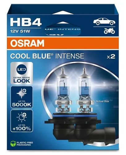 Ams-Osram COOL BLUE® INTENSE Glühlampe 9006CBN-HCB - Hochwertige Fernscheinwerferlampe für Kfz-Beleuchtung, bietet ein intensives, kühles Licht für bessere Sicht und Sicherheit auf der Straße.
