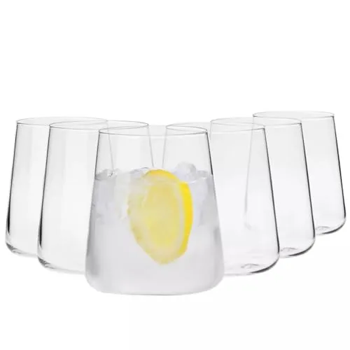 KROSNO Gläser für Wasser, Säfte und andere Getränke | 6er-Paket | 430 ml | Avant-Garde-Kollektion | Ideal für zu Hause, Restaurants und Partys | Für die Spülmaschine geeignet
