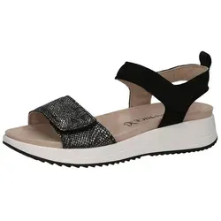 Caprice Sandale - Schwarz Combi Leder - Damen Sandalen in modernem Design mit bequemem Klettverschluss, ideal für den Sommer und vielseitig kombinierbar.