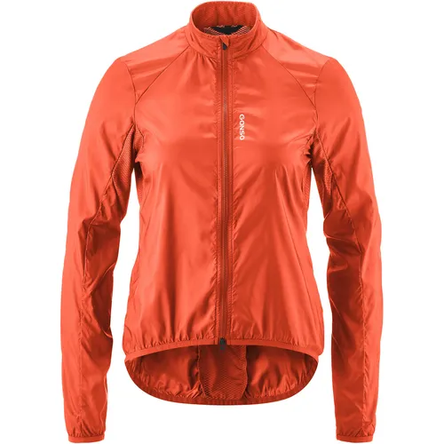 Gonso Road Jacket Wind W fiesta red (M20245) Damen - Leichte und winddichte Rennradjacke für Damen, optimal für sportliche Aktivitäten. Atmungsaktive Mesheinsätze sorgen für hohen Tragekomfort in der Sitzposition.