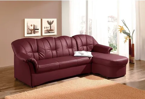 DOMO collection Ecksofa Papenburg, zeitlose Rückensteppung, elegante Formensprache, L-Form, in großer Farbvielfalt, wahlweise mit Bettfunktion