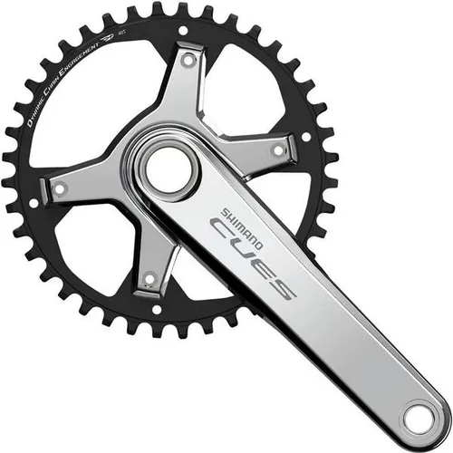 SHIMANO Kurbelgarnitur CUES FC-U6030-1 "Polished Silver Edition" - Zweiteilige Kurbelgarnitur für Gravel- und Road-Fahrer. Bietet zuverlässige Leistung und einen runden Tritt. Ideal für 10/11-fach Systeme und in 40Z oder 42Z erhältlich.