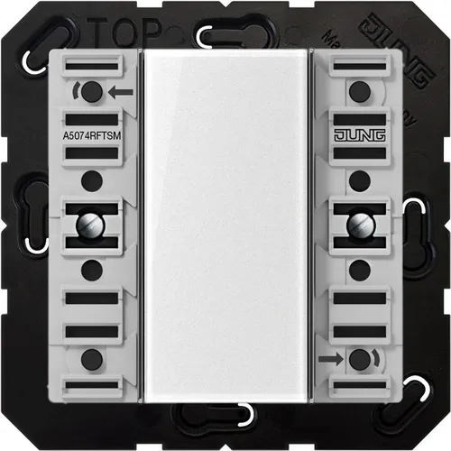 Jung A5074RFTSM KNX RF Funk-Wandsender-Modul 4fach - KNX RF Funk-Wandsender-Modul mit 4 Tasten für vielseitige Steuerungsfunktionen. Ideal für moderne Elektroinstallationen, inklusive transparente Abdeckung für eleganten Look.