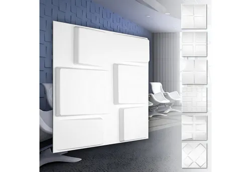 3d Wandpaneele Aus Pvc Kunststoff - Weiße Wandverkleidung Mit 3d Optik - Cube Motive: 1 Platte / Muster, Hd098