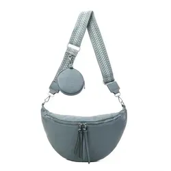 ITALYSHOP24 Schultertasche Damen Brusttasche Umhängetasche CrossBody Lederoptik Bag + Muster Gurt, Messenger Hüfttasche Bodybag Gürteltasche Bauchtasche / leicht Gewicht blau 35 cm x 18 cm x 10 cm