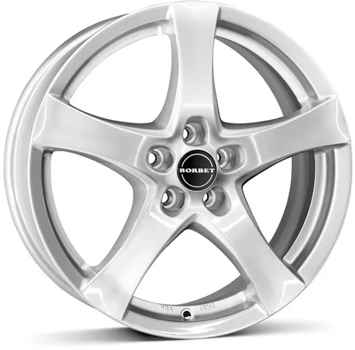 Borbet F Alufelgen 6.5x16" ET37.5 in Brillantsilber - Hochwertige 16 Zoll Alufelgen von Borbet mit 5-Speichen-Design, ideal für eine sportliche Optik und maximale Traglast von 560 kg.