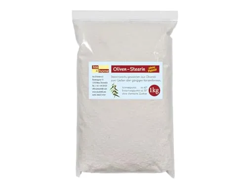 tea4chill Das ökologische Stearin Wachs 1kg für Kerzenherstellung, Kerzengießen – 100% natürliches veganes Wachs, ohne Paraffin, ohne Palmöl. EIN Nebenprodukt bei der Herstellung von Olivenöl.