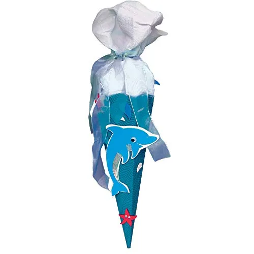ROTH Schultüten-Bastelset Delfin für Geschwistertüte 40cm 6-eckig Kreppverschluss
