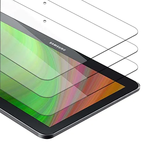 Cadorabo 3x Tablet Panzer Schutz Glas für Samsung Galaxy Tab 4 (10.1 Zoll) - 3 Stück Schutzfolie in Ultra-Klar Hüllen freundlich - Gehärtetes (Tempered) Glas Dipslayschutz Folie in 9H Anti Kratzer