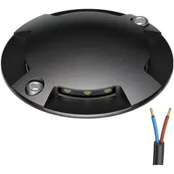 ledscom.de LED Bodenleuchte, Wegmarkierung RUNDA für außen, IP67, 4-flammig, schwarz, rund, 70mm Ø, warmweiß