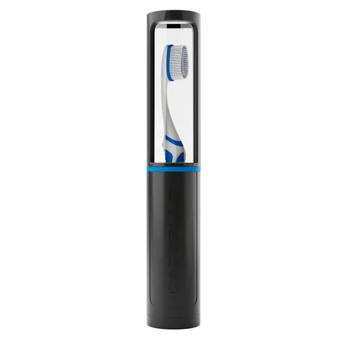 Capsello Zahnbürstenbox schwarz - 5-in-1 Multifunktionsetui - Sonstiges Zahnbürstenzubehör mit Touch Protection, schützt die Zahnbürste hygienisch und hält sie unterwegs sauber und griffbereit.